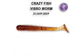 Виброхвост Crazy Fish VIBRO WORM 3'' 11-7.5-32-6