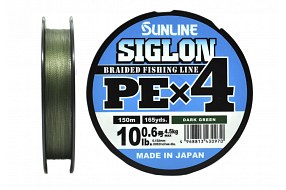 Плетёный шнур Sunline SIGLON PEx4 #0.6/10lb 150m Dark Green