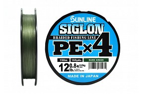Плетёный шнур Sunline SIGLON PEx4 #0.8/12lb 150m Dark Green
