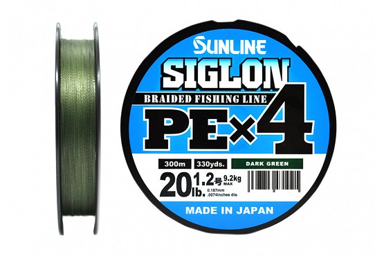 Плетёный шнур Sunline SIGLON PEx4 #1.2/20lb 300m Dark Green - купить в интернет-магазине, каталог и цены с доставкой по России