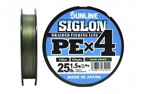 Плетёный шнур Sunline SIGLON PEx4 #1.5/25lb 150m Dark Green