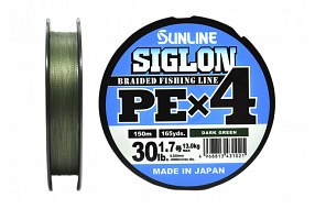 Плетёный шнур Sunline SIGLON PEx4 #1.7/30lb 150m Dark Green