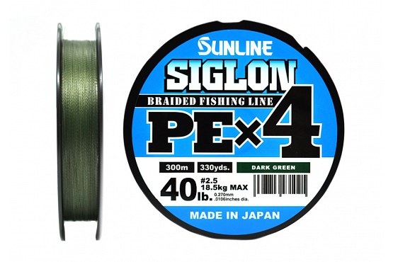 Плетёный шнур Sunline SIGLON PEx4 #2.5/40lb 300m Dark Green - купить в интернет-магазине, каталог и цены с доставкой по России