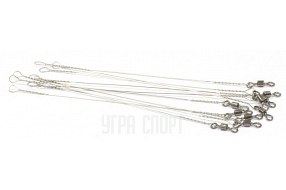 Поводки стальные Spinningline струна с вертлюгом (0,45мм-25см) 10 шт/уп
