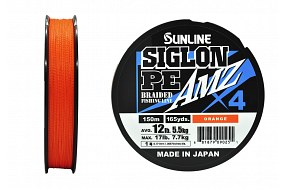 Плетёный шнур Sunline SIGLON PEx4 AMZ #1.0/12lb 150m Orange